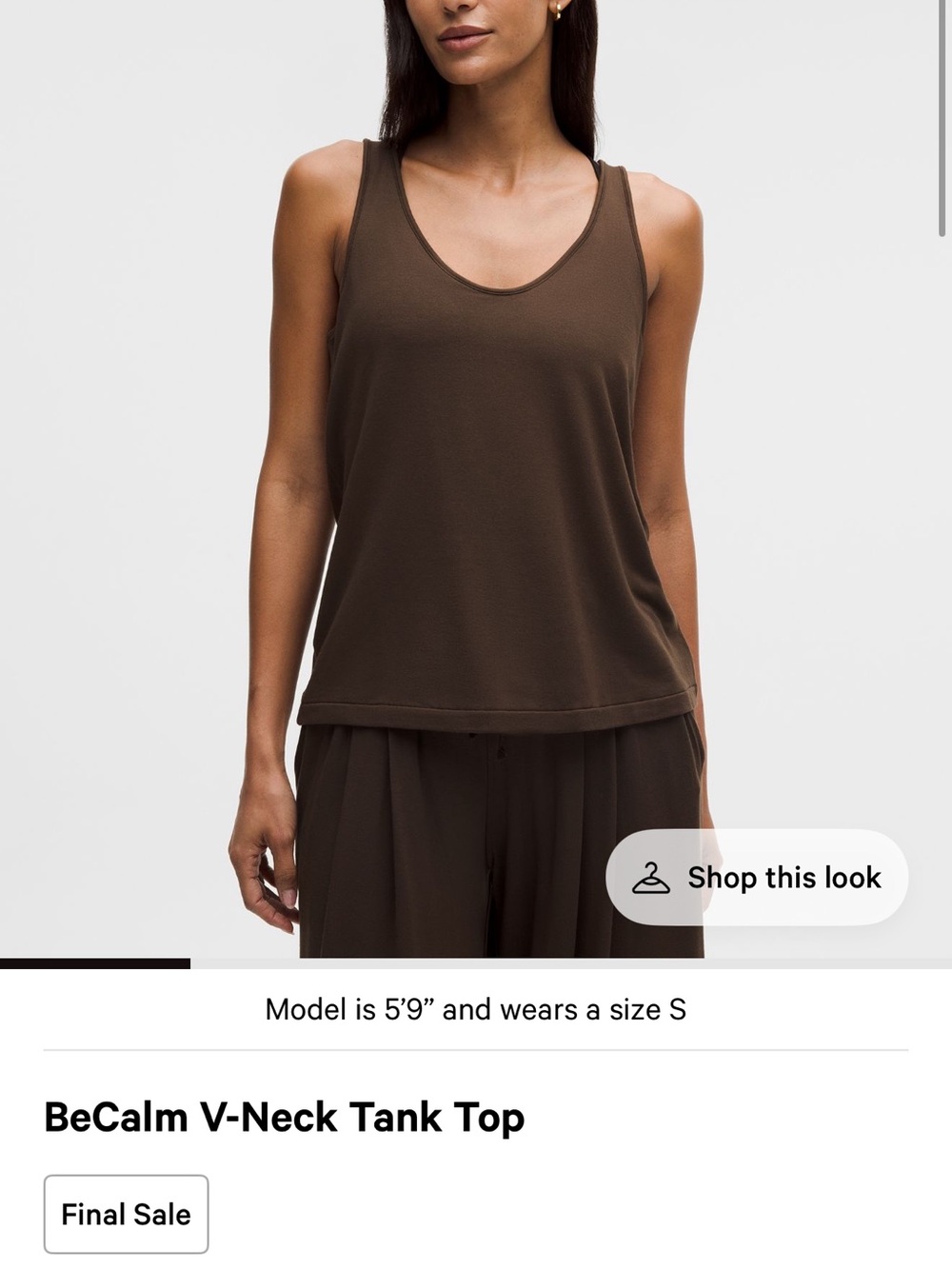 Lululemon BeCalm V-Neck Tank Top - Walnut Crunch